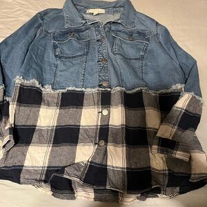 Cato Blue and Black Plaid Button Down Shirt